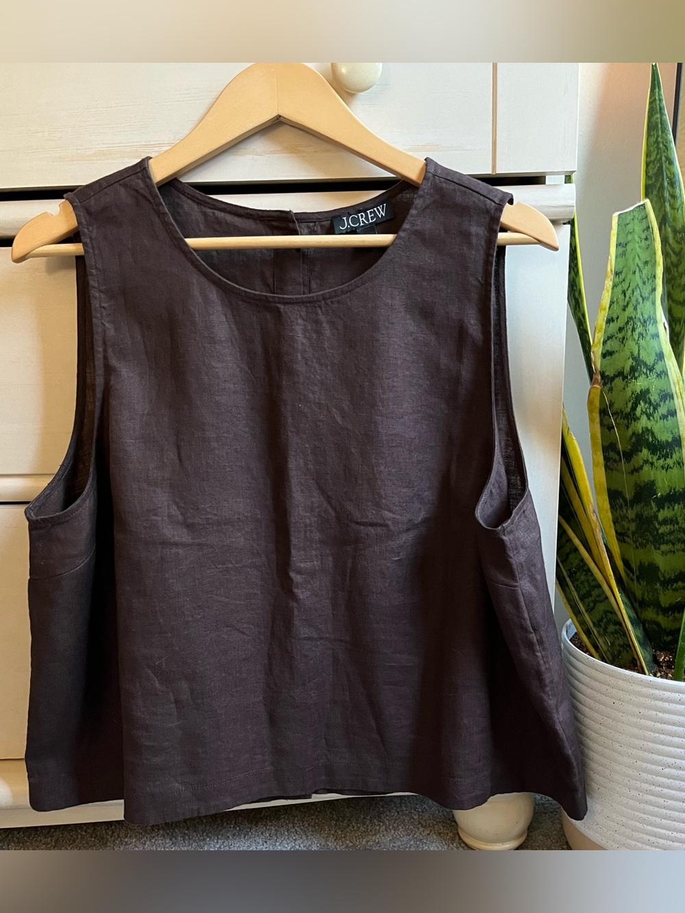 NWOT J Crew Sleeveless Linen Top Blouse Size Large Expresso Brown